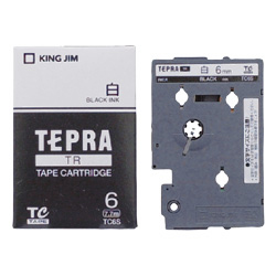 「テプラ」TRテープカートリッジ 白ラベル 黒文字 6mm