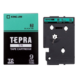 「テプラ」TRテープカートリッジ カラーラベル（パステル） 緑/黒文字 9mm