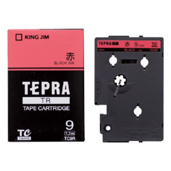 「テプラ」TRテープカートリッジ カラーラベル（パステル） 赤/黒文字 9mm