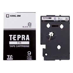 「テプラ」TRテープカートリッジ 白ラベル 黒文字 9mm
