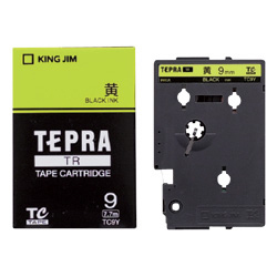 「テプラ」TRテープカートリッジ カラーラベル（パステル） 黄/黒文字 9mm