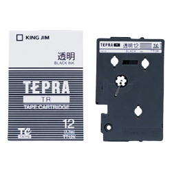 「テプラ」TRテープカートリッジ 透明ラベル 黒文字 12mm