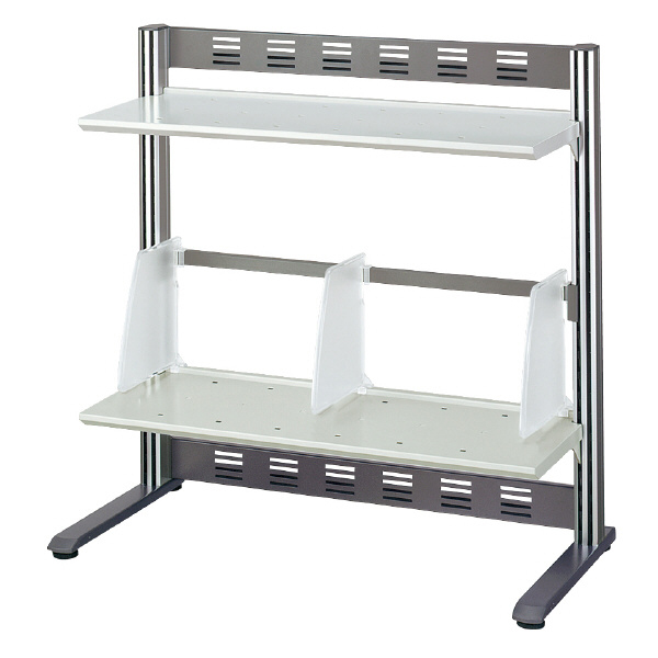 デスクシェルフ <RESPACE-F> (W600・棚2段) ライトグレー