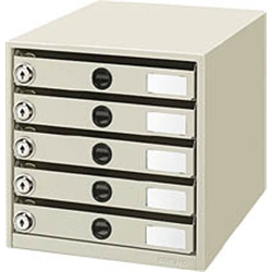 錠付きレターケース<レターガード> A4 5段ライトグレー