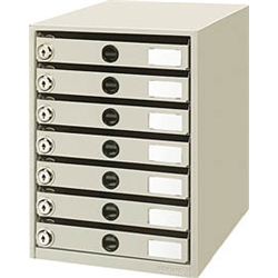 錠付きレターケース<レターガード> A4 7段ライトグレー