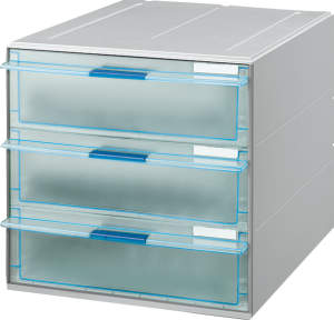 UNIFEELレターケース 透明 深3段 灰