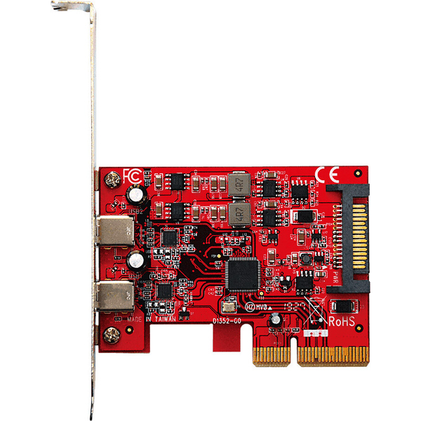 ASM3142搭載 USB3.2 Type-C x2 インターフェース（PCI-Express x4接続） USB3.2C-P2-PCIE3