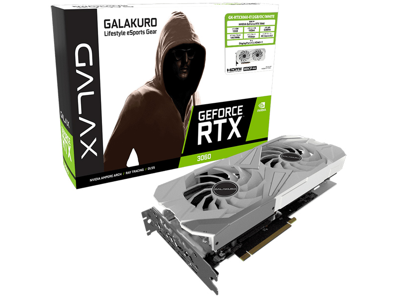 NVIDIA GeForce RTX3060搭載 グラフィックボード GDDR6 12GB 1年保証 GK-RTX3060-E12GB/OC/WHITE