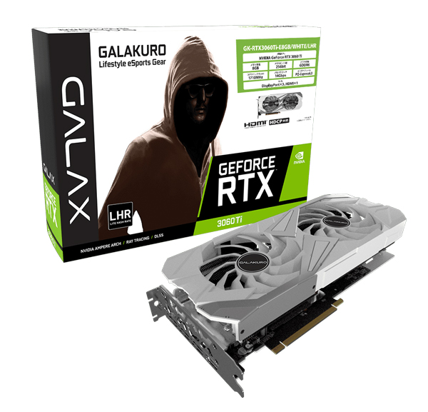 NVIDIA GeForce RTX3060Ti 搭載 グラフィックボード GDDR6 8GB Lite hash rateバージョン 3年保証 GK-RTX3060Ti-E8GB/WHITE/LHR