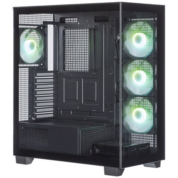 KRC-AT01シリーズ ATXマザーボード対応 ガラスパネル(フロント・左サイド)採用 ARGBファン搭載 ピラーレスPCケース (ブラック)