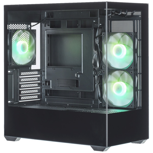 KRC-mT01シリーズ Micro ATXマザーボード対応 ガラスパネル(フロント・左サイド)採用 ARGBファン搭載 ピラーレスPCケース (ブラック)