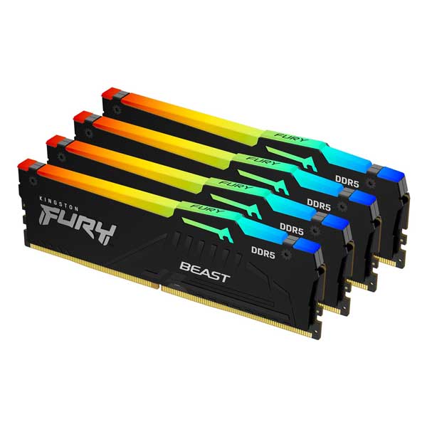 128GB DDR5 5200MT/s CL40 DIMM (Kit of 4) FURY Beast RGB XMP