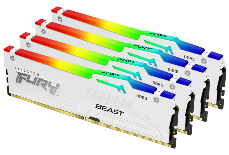 128GB DDR5 5600MT/s CL40 DIMM (Kit of 4) FURY Beast White RGB XMP