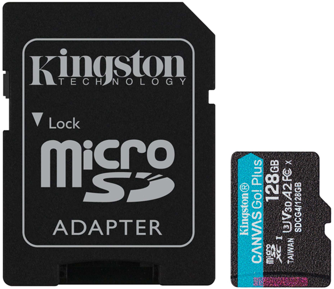 128GB microSDXC Canvas Go! Plus Gen4 200MB/s A2 U3 V30 Card + Adapter