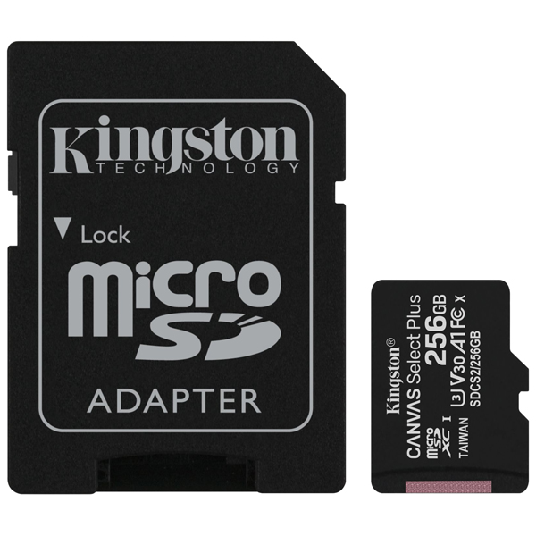 256GB Canvas Select Plus microSDXCカード Class10 UHS-1 U3 V30 A1 SDアダプタ付属