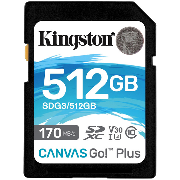 512GB SDXCカード Canvas Go! Plus Class 10 UHS-I U3 R:170MB/秒 W:90MB/秒