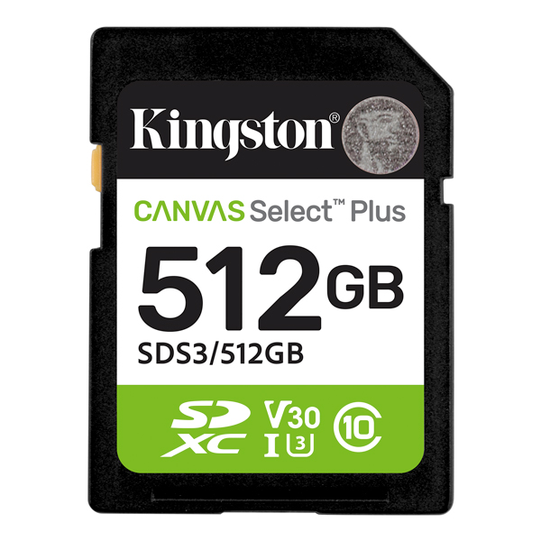 512GB SDXC Canvas Select Plus Gen3 150MB/s Read C10 UHS-I U3 V30