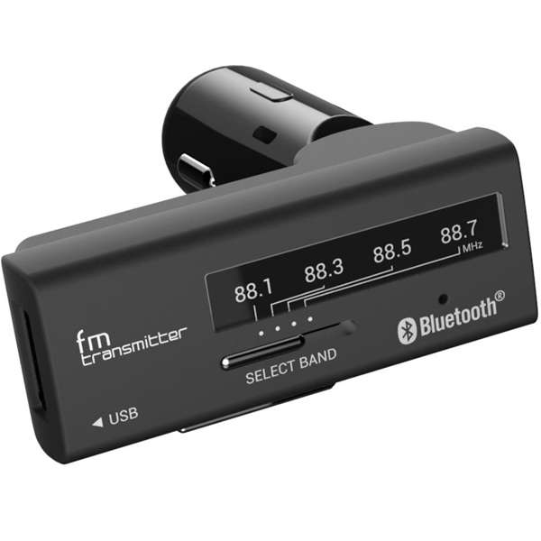 Bluetooth FMトランスミッター 4バンド USB1ポート 2.4A ブラック