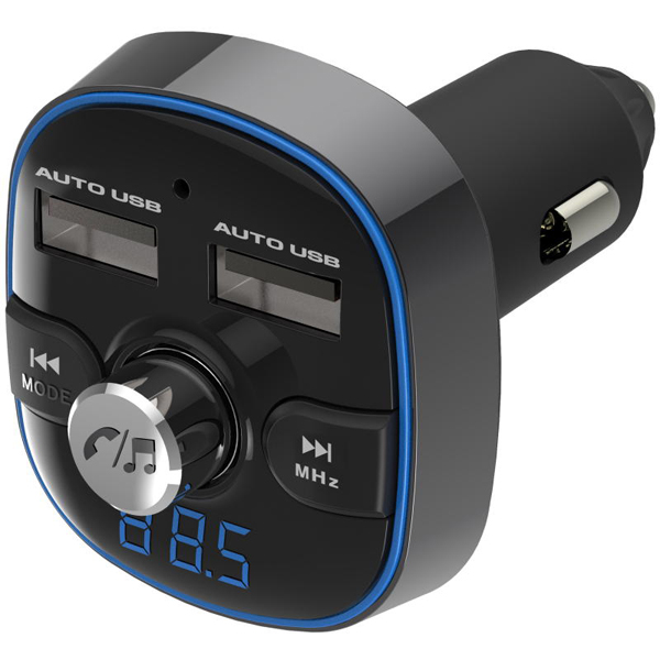 Bluetooth FMトランスミッター フルバンド USB2ポート 4.8A 自動判定 ブラック