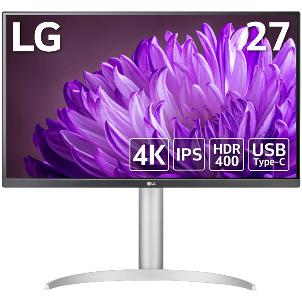 液晶ディスプレイ 27型/3840×2160/HDMI×2、DisplayPort、USB Type-C/ホワイト/スピーカー：あり