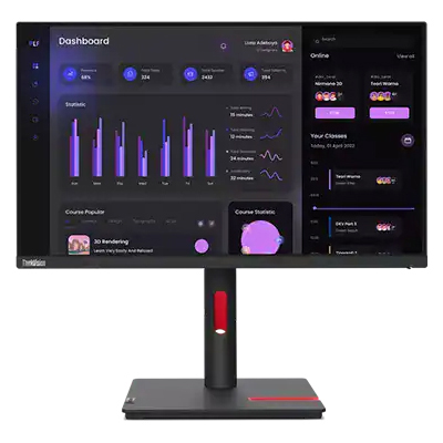 ThinkVision T24i-30 （23.8型/1920×1080/アナログ(mini D-Sub 15PIN) x1、DisplayPort x1、HDMI x1/黒/スピーカーなし）