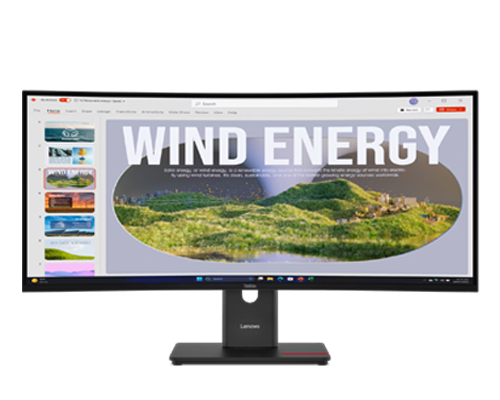 ThinkVision T34WD-40 (34型ワイド液晶ディスプレイ/3440×1440/USB Type-C、DP、HDMI/黒/スピーカー：なし/3年間保証/チルト/スイベル(回転)/高さ調整）