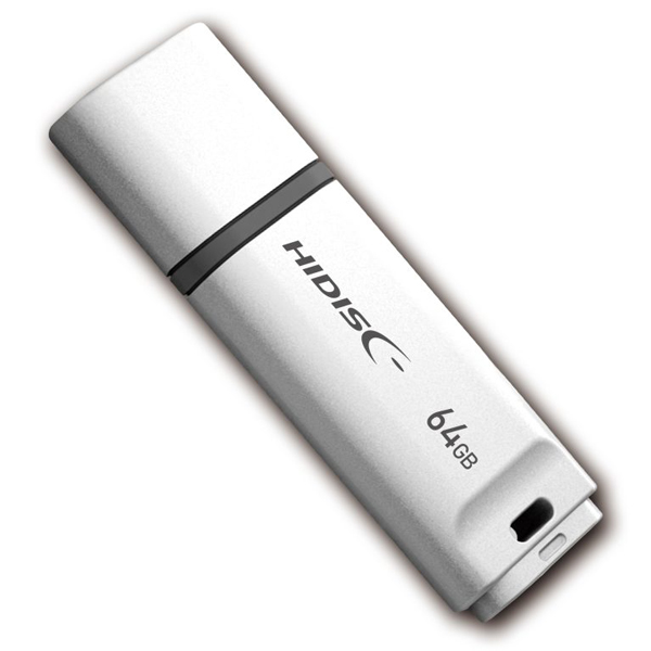 【データ復旧サービス付】HIDISC USB2.0 フラッシュドライブ 64GB 白 キャップ式