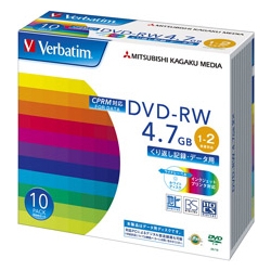 DVD-RW 4.7GB CPRM PCデータ用 2倍速対応 10枚スリムケース入り ワイド印刷可能