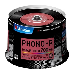 CD-R 700MB PCデータ用 48倍速対応 50枚スピンドルケース入り PHONO-R フォノアール