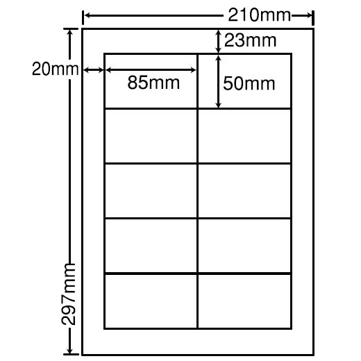 レーザプリンタ用ラベルA4版(10面)PDラベル