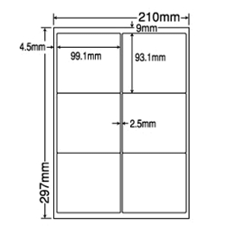 カラーレーザプリンタ用ラベルマットタイプ(6面)