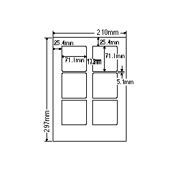 カラーレーザプリンタ用ラベル光沢紙タイプ(6面)
