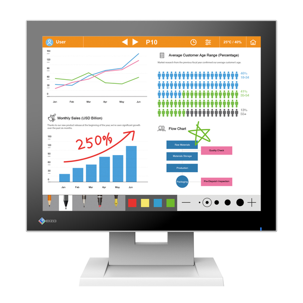 43cm（17.0）型タッチパネル装着カラー液晶モニター DuraVision FDS1783T-T セレーングレイ