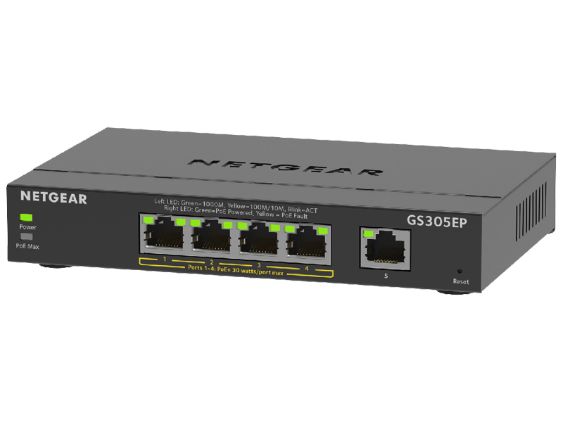 SOHO/家庭向けPoE+対応 (63W) ギガビット5ポートアンマネージプラススイッチ