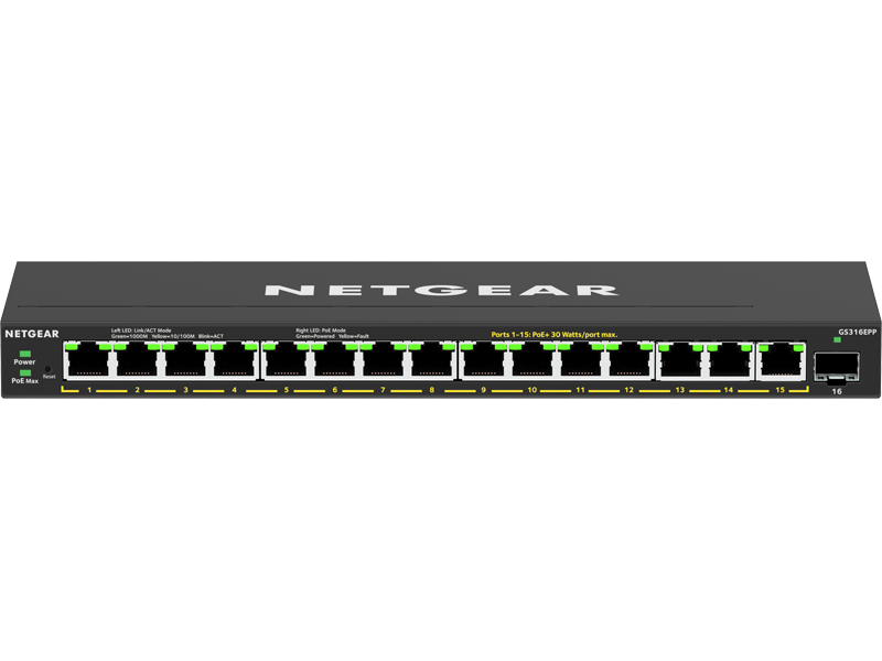 SOHO/家庭向けPoE+対応 (231W) ギガビット15ポート SFP 1スロット アンマネージプラススイッチ