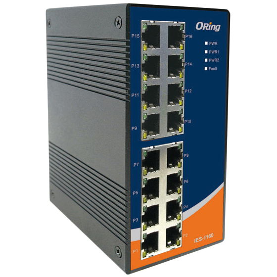 産業用イーサネットスイッチ 16ポート 非管理型 10/100Base-T(X)×16