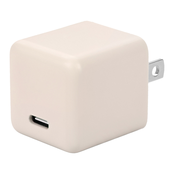 MOTTERU 軽量＆コンパクト PD30W USB-CポートAC充電器 急速充電対応（MOT-ACPD30） アーモンドミルク 製品サイズ約30(W)×30(D)×31(H)mm