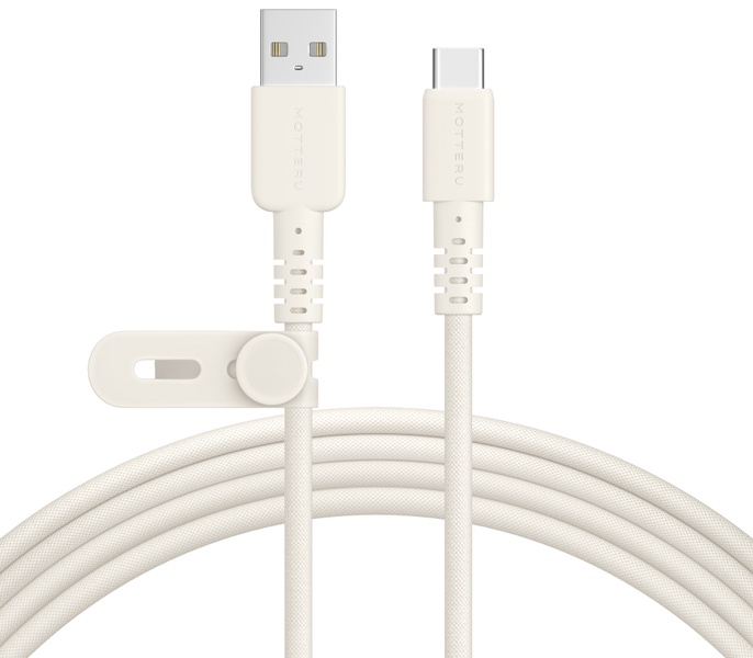 MOT 編み込みケーブル 急速充電 データ転送対応 USB-A to USB-C 2m 2年保証 アーモンドミルク