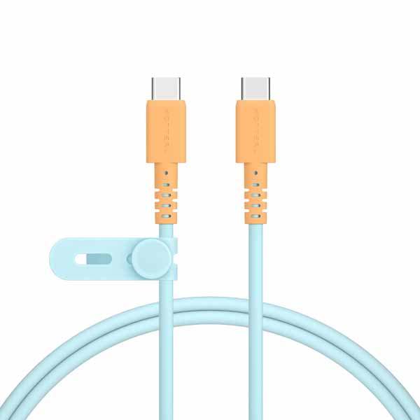 MOTTERU バイカラーケーブル USB-C to USB-C しなやかで絡まない 急速充電 PD60W対応 データ転送対応 1m ケーブルバンド付属 2年保証 オレンジソーダ