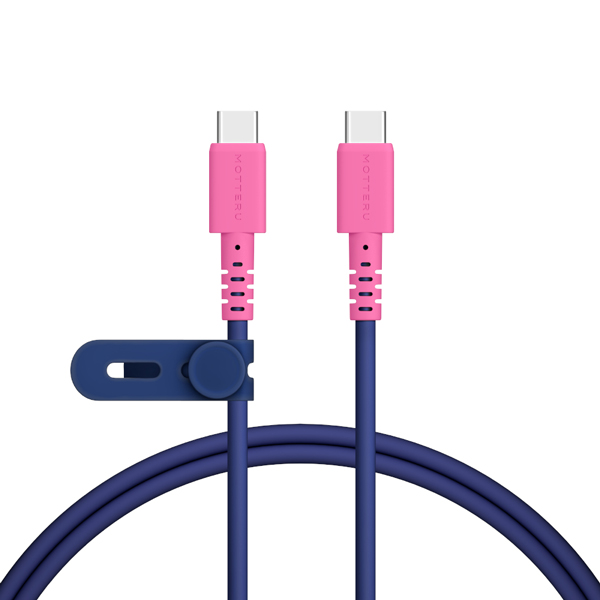 MOTTERU バイカラーケーブル USB-C to USB-C しなやか 絡まない 急速充電 PD60W データ転送 ケーブルバンド付属 1m スウィートナイト 製品サイズ約115(W)×10(D)×178(H)mm
