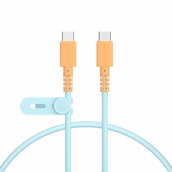 MOTTERU バイカラーケーブル USB-C to USB-C しなやかで絡まない 急速充電 PD60W対応 データ転送対応 0.5m ケーブルバンド付属 2年保証 オレンジソーダ