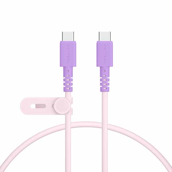 MOTTERU バイカラーケーブル USB-C to USB-C しなやかで絡まない 急速充電 PD60W対応 データ転送対応 0.5m ケーブルバンド付属 2年保証 ピンクライラック