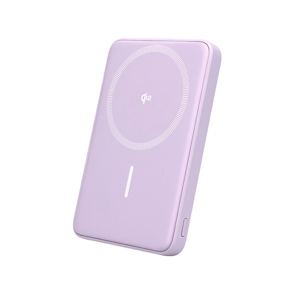 MOTTERU マグネット式 ワイヤレスモバイルバッテリー 5000mAh Qi2認証品 MagSafe対応 全2色 2年保証 ペールアイリス 製品サイズ約80(W)×18(D)×145(H)mm