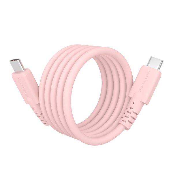 MOT マグネットシリコンケーブル PD240W対応 USB-C to USB-C 1m 全8色 2年保証 シェルピンク (MOT-MGSCC100)