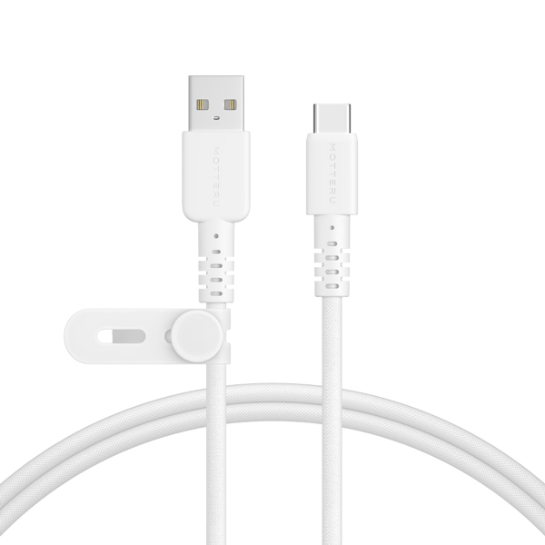 MOTTERU 編み込みケーブル 急速充電 データ転送対応 USB-A to USB-C 1m 2年保証（MOT-NLAC） エアリーホワイト