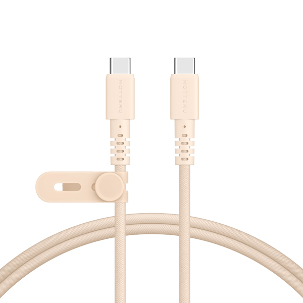 MOTTERU 編み込みシリコンケーブル 急速充電 PD60W対応 データ転送対応 USB-C to USB-C 1m 2年保証（MOT-NLCC） ミルクコーヒー
