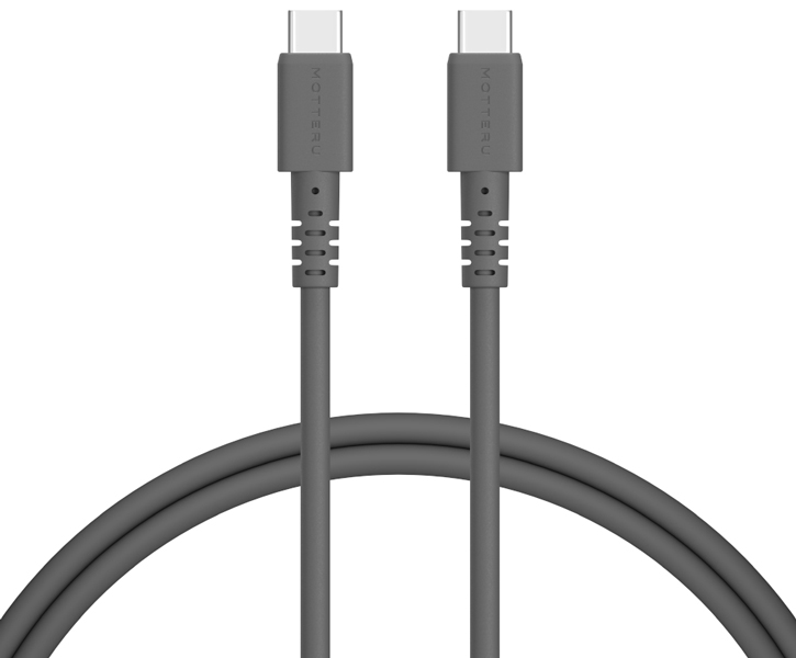MOTTERU しなやかで絡まない 240W対応 USB-C to USB-C シリコンケーブル 急速充電 データ転送 1.0m カラバリ全3色 2年保証 スモーキーブラック