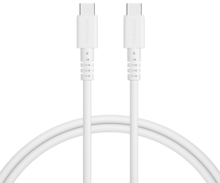 MOTTERU しなやかで絡まない 240W対応 USB-C to USB-C シリコンケーブル 急速充電 データ転送 1.0m カラバリ全3色 2年保証 エアリーホワイト