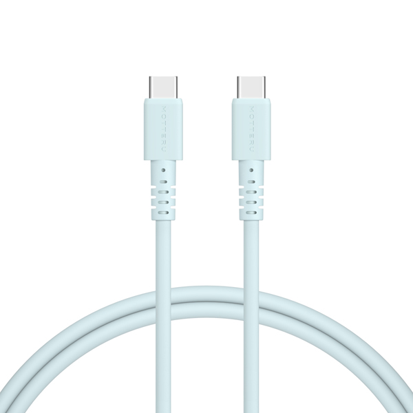 MOTTERU 240W対応 USB-C to USB-C シリコンケーブル 100cm パウダーブルー 2年保証