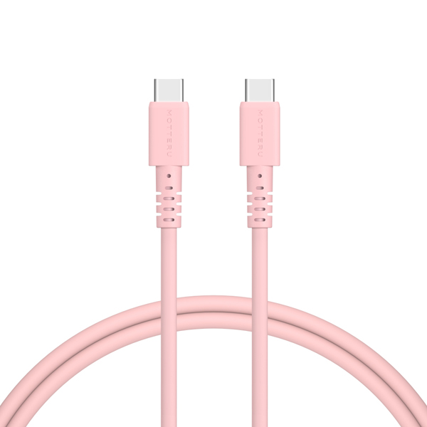 MOTTERU 240W対応 USB-C to USB-C シリコンケーブル 100cm シェルピンク 2年保証